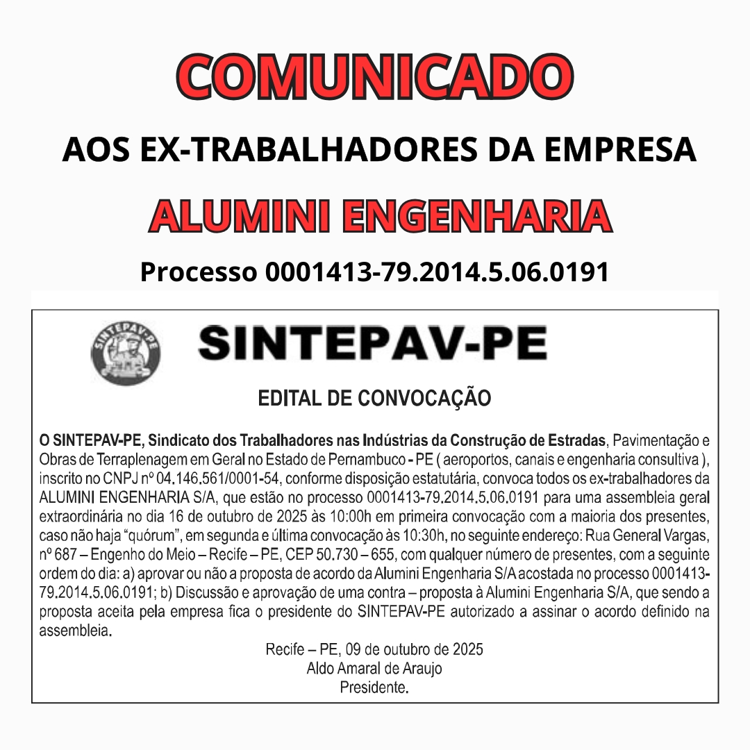 PROCESSO ALUMINE – COMUNICADO